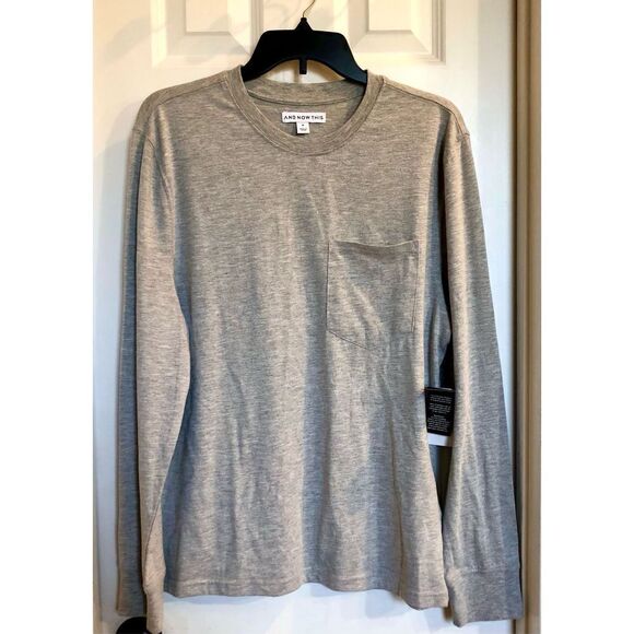 AND NOW THIS (By Macy’s) - NWT - M Sz M Long-Sleeved Pocket Tee in Ash Gray - Picture 10 of 11